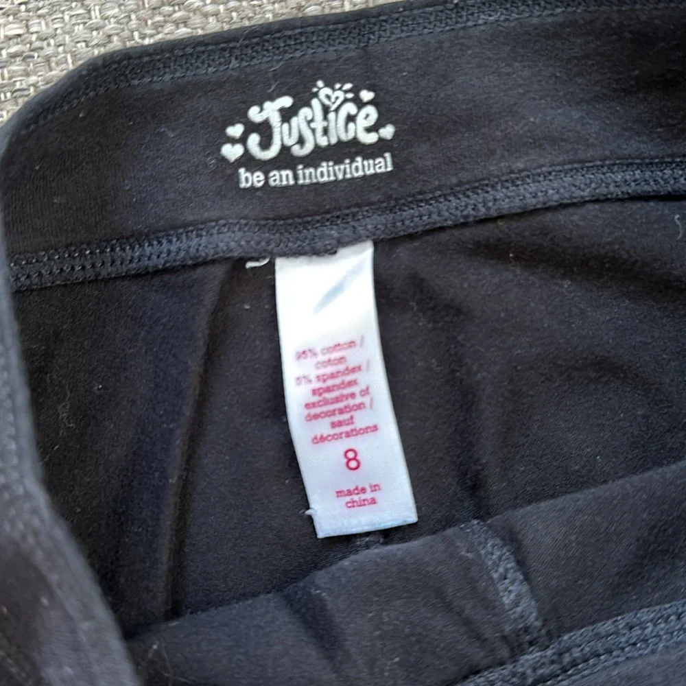 Justice Girls Cropped Black leggings Size 8
